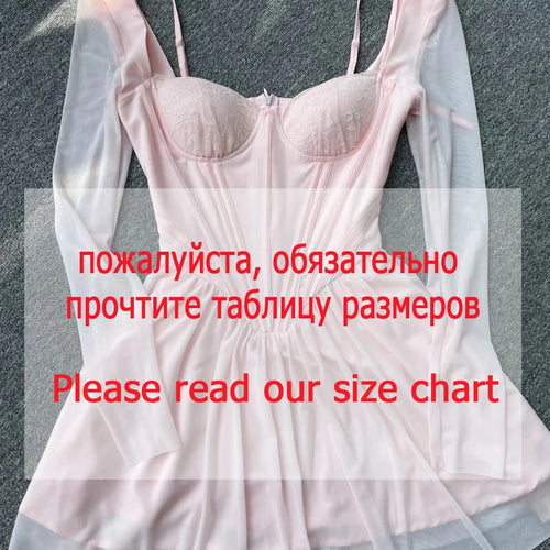 Load image into Gallery viewer, Autumn Mesh Long Sleeve Dress Pink A Line Bodycon Birthday Party Dress Mini Holiday Vacation Dress Women 2023
