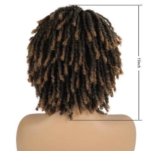 Load image into Gallery viewer, Synthetic Cute Hair Dreadlock Wig Short Twist Braids Wigs For Women And Men Afro Curly Crochet Twist Wigs Male 15 Inch
