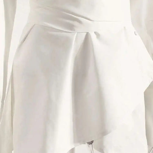 Load image into Gallery viewer, Women White Irregular Bandage Slit Shirt Dress New V-Neck Long Sleeve Loose Fit Fashion Tide Spring Autumn 2025 1DE9884
