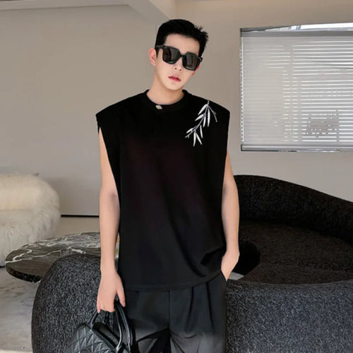 Load image into Gallery viewer, Chinese Style Tank Top Summer Printing Sleeveless Round Neck Button Casual Fashion Man&#39;s Vest Loose Top 9C5360
