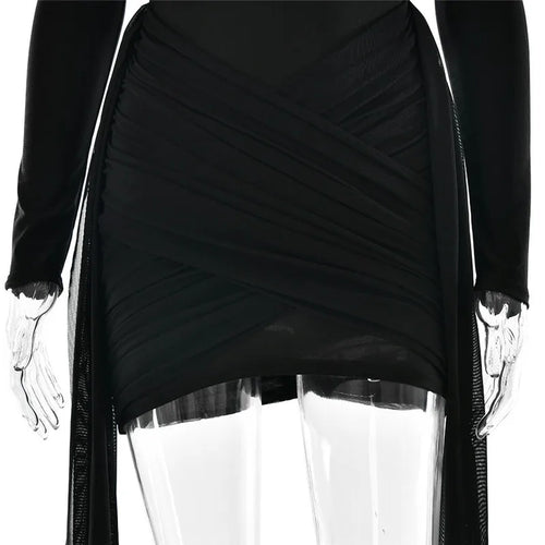 Load image into Gallery viewer, Turtleneck Long Sleeve Sexy Mini Dress For Women New Fashion Draped Ruched Bodycon Club Party Dress Elegant New Dresses
