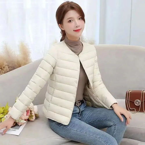 Load image into Gallery viewer, Korean Fashion Women Long Sleeve Solid Down Cotton Coat 2024 New Autumn Winter Ladies Single Breasted Warm Short Jacket Trendy
