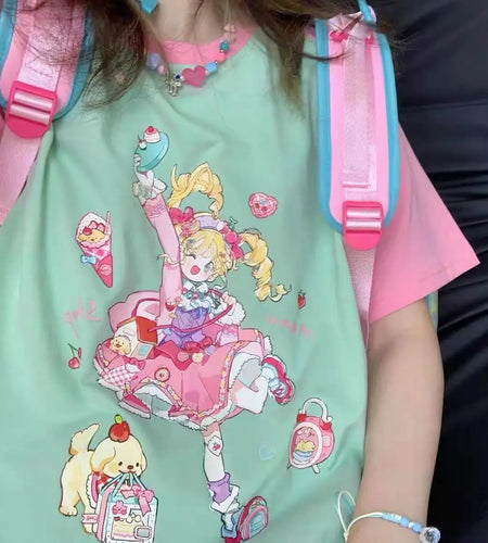 Oversized T Shirts Women Y2k Tops 2024 Ropa Mujer Short Sleeve O-neck Tees Casual Chic Japanese Camisetas Anime Summer T-shirt