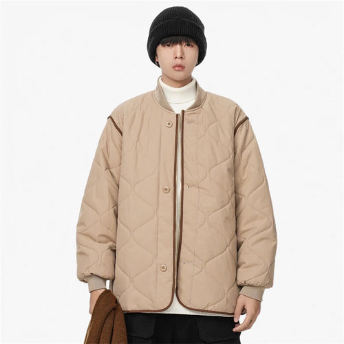 Load image into Gallery viewer, Winter Men&#39;s Padded Jackets Solid Color Stand Collar Plaid Design Single Breasted Zipper Korean Style Male Coats New 9C8542
