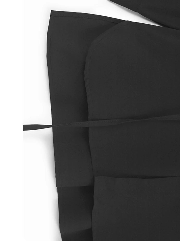 Women Black Ribbons Irregular Big Size Elegant Blouse New Lapel Long Sleeve Shirt Fashion Tide Spring Autumn 2025 1DH9664