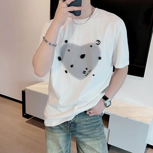 Load image into Gallery viewer, Short Sleeve T-shirt Summer 2024 New Fashion Gemstones Round Neck Men&#39;s Top Printing Casual Loose Male Clothing 9C5347
