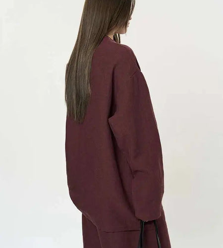 Women 100% Linen Brief Big Size Elegant T-shirt New Round Neck Long Sleeve Fashion Tide Spring Autumn 2025 1DJ0371