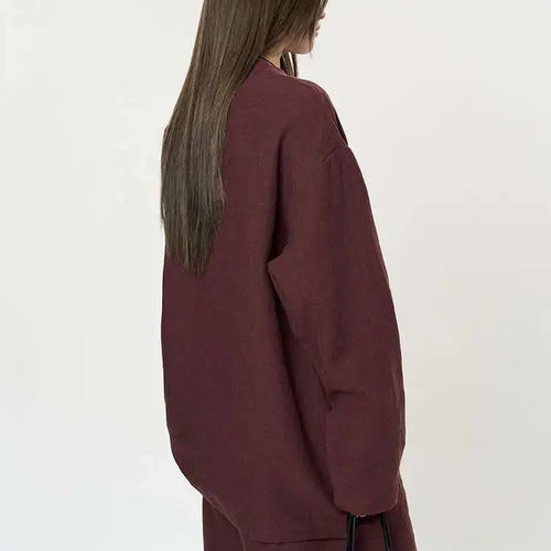 Load image into Gallery viewer, Women 100% Linen Brief Big Size Elegant T-shirt New Round Neck Long Sleeve Fashion Tide Spring Autumn 2025 1DJ0371
