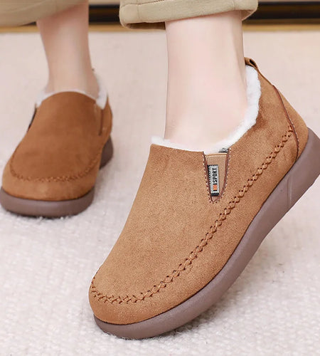 Boots Slip On Fur Shoes For Women's Winter Boots Snow Casual Winter Footwear Women Keep Warm Ankle Boots Fur Black Botas Mujer