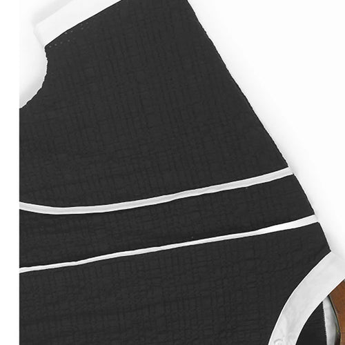 Load image into Gallery viewer, Women Black Color-block Big Size Casual Blouse New Stand Collar Short Sleeve Shirt Fashion Tide Spring Summer 2025 1DJ1108
