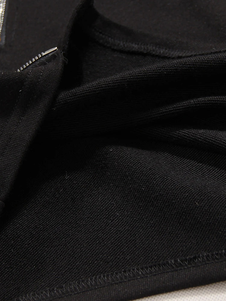 Loose Fit Black Zipper Irregular Sweatshirt New Turtleneck Long Sleeve Women Big Size Fashion Spring Autumn 2025 1DE3327