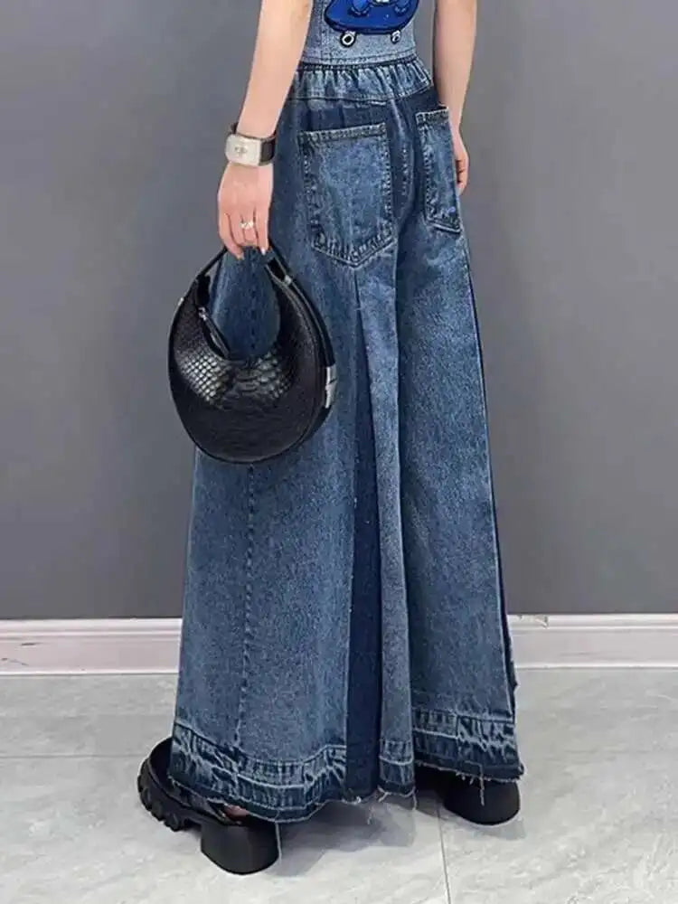 High Waist Blue Denim Pleated Long Wide Leg Jeans New Loose Women Trousers Fashion Tide Spring Autumn 2025 1DH0520