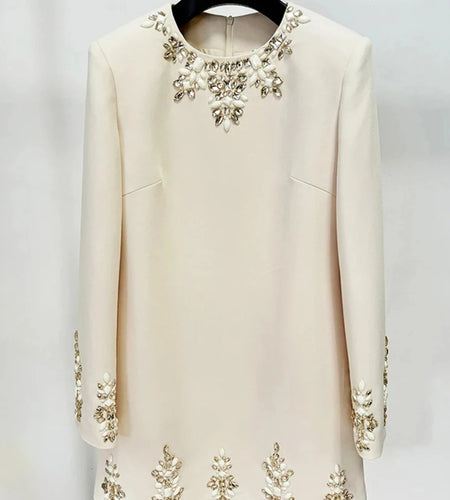 Solid Spliced Diamonds Slimming Dresses For Women O Neck Long Sleeve High Waist Temperament Dress Female Fashion