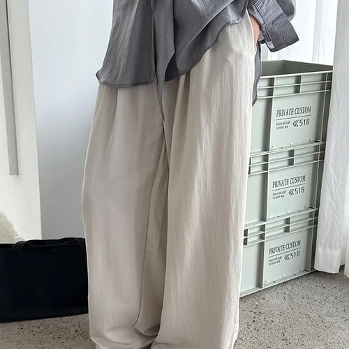 Load image into Gallery viewer, High Waist White Blue Brief Pocket Casual Long Wide Leg Pants New Trousers Women Fashion Tide Spring Autumn 2025 1DJ1357
