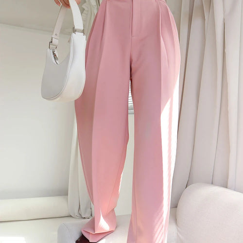 Load image into Gallery viewer, Casual Pink Wide Leg Pants For Women High Waist Loose Solid Minimalist Trousers Female Autumn Fashion Clothing
