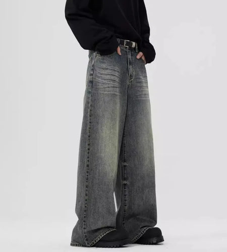 Men's Jeans Straight Leg Denim Pants New American High Street Losse Design Male Summer Trousers Casual Tide 2025 9W1553