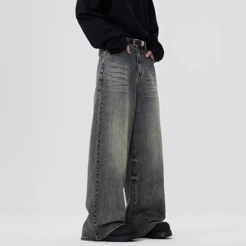 Men's Jeans Straight Leg Denim Pants New American High Street Losse Design Male Summer Trousers Casual Tide 2025 9W1553