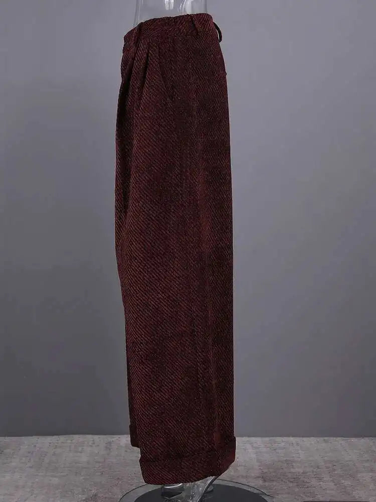 High Waist Wine Red Brief Thick Long Elegant Wide Leg Pants New Trousers Women Fashion Tide Spring Autumn 2025 CPG2797
