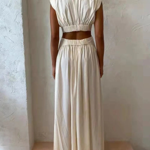 Load image into Gallery viewer, Minimalist Fashion Cut Out Dress For Women Stand Collar Sleeveless High Waist Solid  Midi Dresses Female 2022 Summer Clothes
