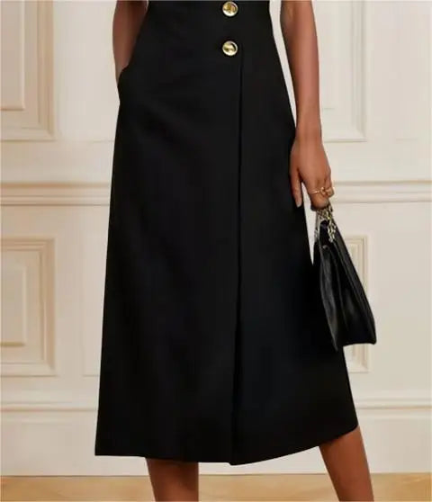 Summer Black Birthday Midi Dress for Women Clothing Urban Sleeveless High Neck Woman Elegant Formal Prom Dresses 2025