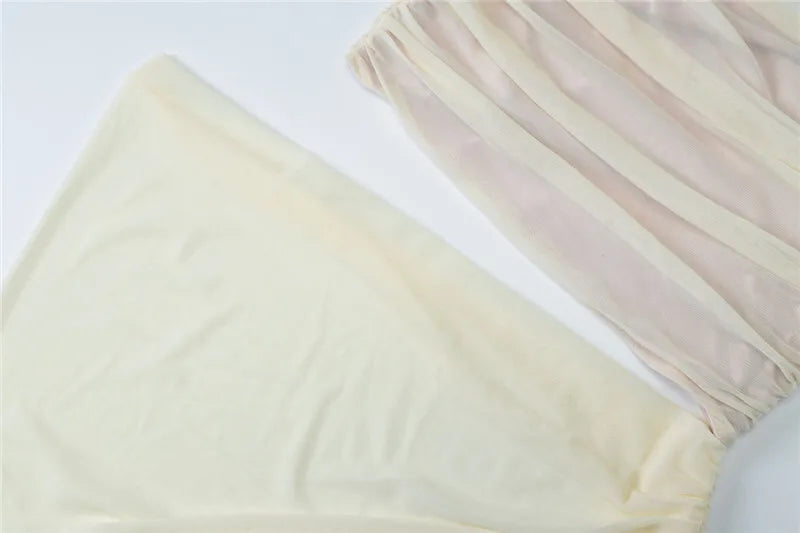 Mesh Hollow Out Backless Sexy Maxi Dress For Women Fashion One Sleeveless See Through Ruched Bodycon Club Long Dress