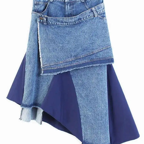 Load image into Gallery viewer, High Elastic Waist Black Denim Color-block Irregular Half-body Skirt Women Fashion Tide New Spring Autumn 2025 1DJ0125
