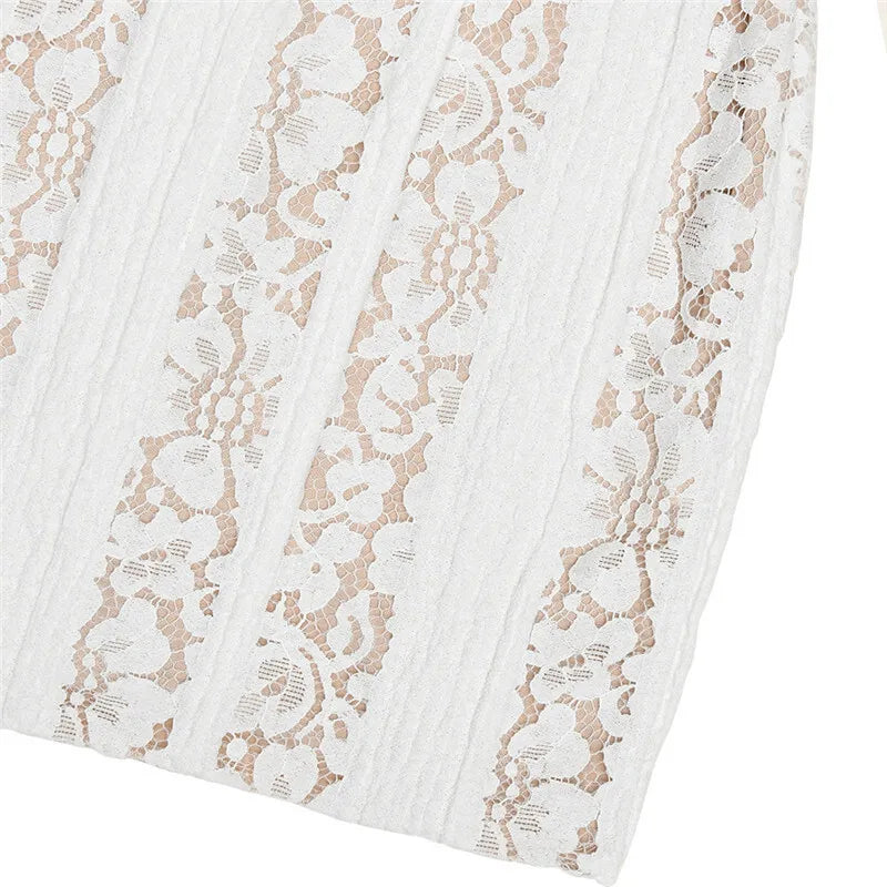 Off-shoulder Lace Sexy Mini Dress For Women White Strapless Long Sleeve Backless Bodycon Club Party Sexy Dress Elegant