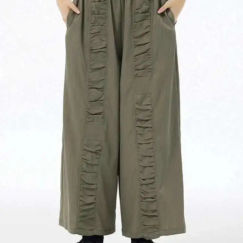 Load image into Gallery viewer, High Elastic Waist Army Green Pleated Long Wide Leg Pants New Trousers Women Fashion Tide Spring Autumn 2025 1DH6677
