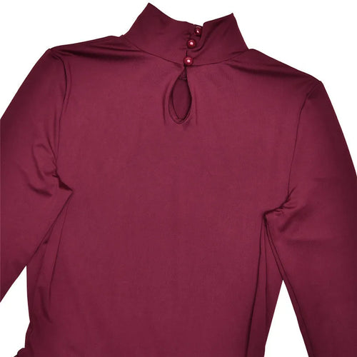 Load image into Gallery viewer, Turtleneck Long Sleeve Sexy Mini Dress For Women Robe Fashion Burgundy Patchwork High Waist A-line Club Pleated Dress
