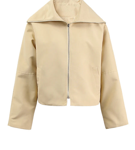 Apricot Brief Pocket Big Size Casual Jacket New Lapel Long Sleeve Women Coat Fashion Tide Spring Autumn 2025 CPG1295