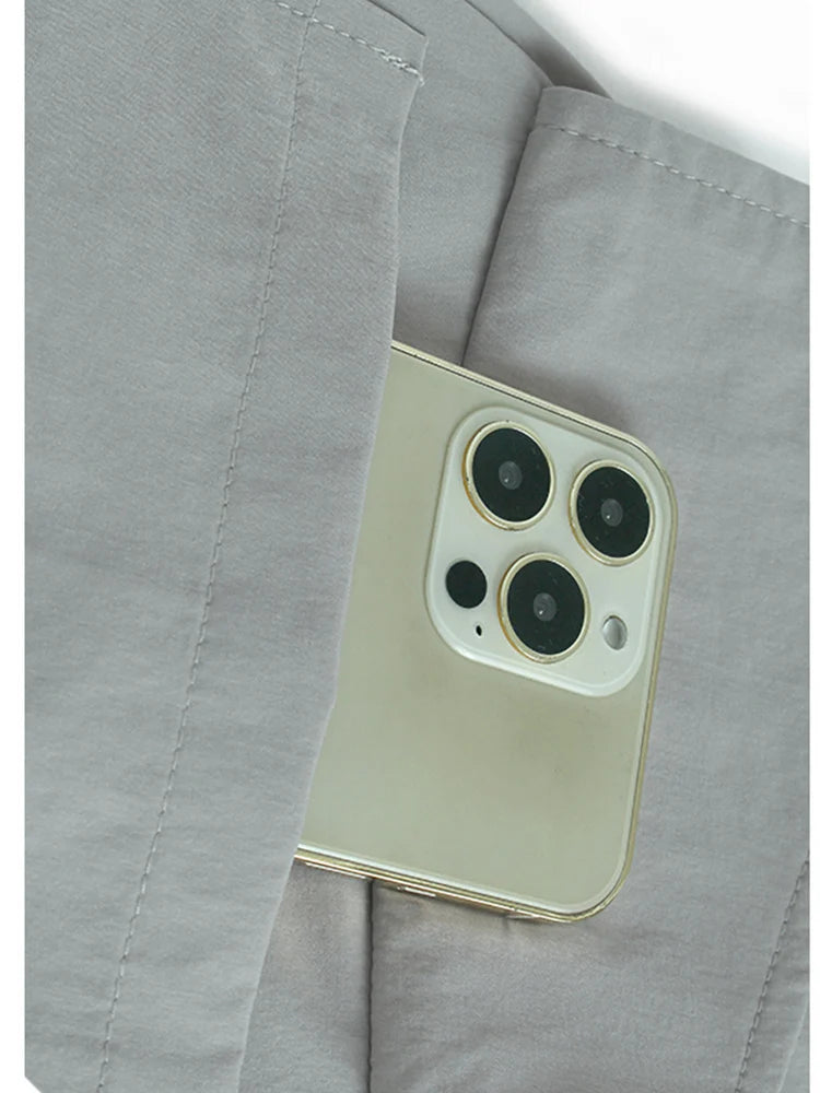 Women Gray Drawstring Pocket Big Size Midi Dress New Round Neck Short Sleeve Fashion Tide Spring Summer 2025 1DJ1193