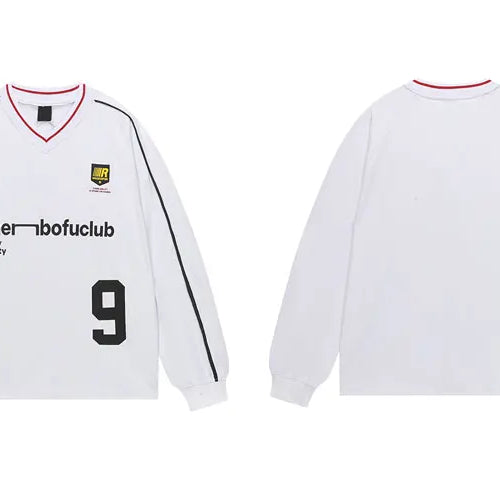 Load image into Gallery viewer, Vintage T-Shirt Y2K Graphic Printed Racing Sports Long Sleeve Tshirt Streetwear Hip Hop Harajuku Casual Baggy V-Neck Top Tee
