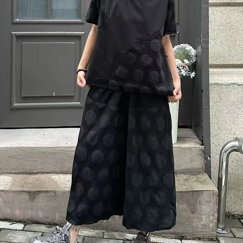 Load image into Gallery viewer, High Elastic Waist Black Dor Print Pocket Calf-Length Pants New Trousers Women Fashion Tide Spring Autumn 2025 1DJ1619
