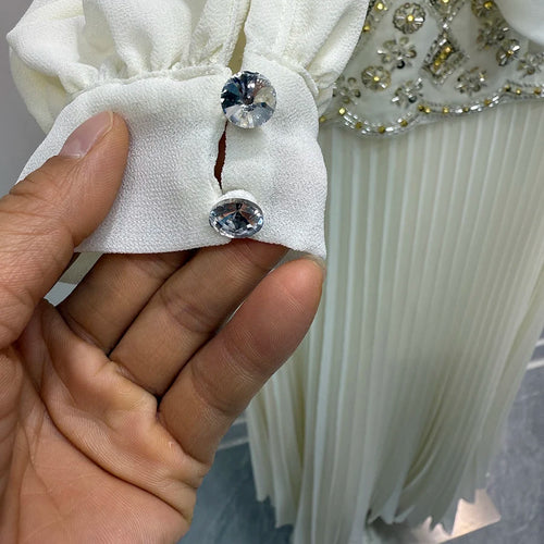 Load image into Gallery viewer, Spliced Sequines Two Piece Set For Women O Neck Sleeveless Waistcoat Patchwork Lace Up Long Sleeve Dress Set Female
