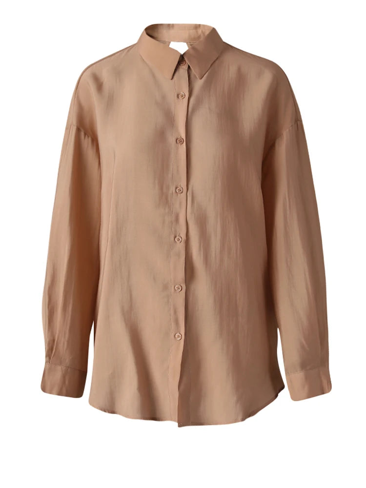 Women Green Backless Bandage Thin Big Size Blouse New Lapel Long Sleeve Shirt Fashion Tide Spring Summer 2025 CPG3253