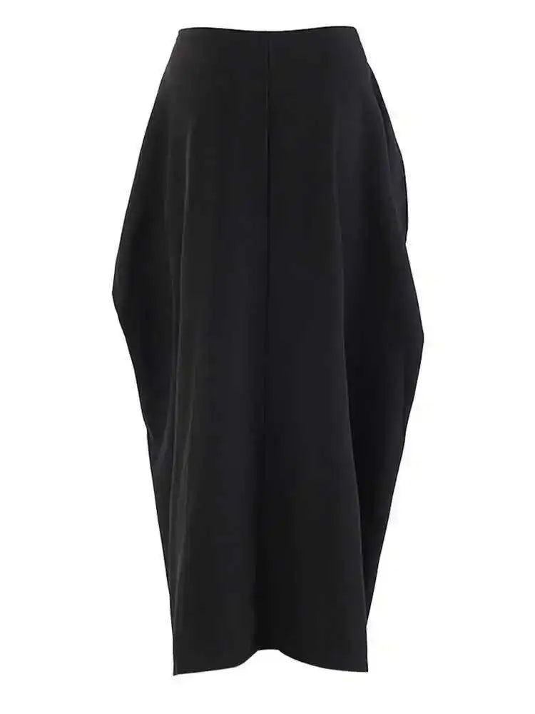 High Waist Black Button Irregular Shaped Elegant Midi Half-body Skirt Women Fashion Tide New Spring Autumn 2025 CPG1938