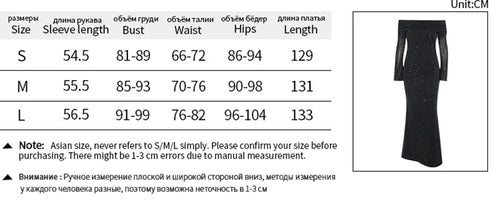 Load image into Gallery viewer, Glitter Off-shoulder Sexy Maxi Dress For Women Gown Black Strapless Long Sleeve Bodycon Club Party Sparkle Long Dress
