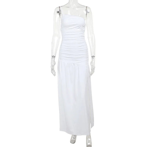 Load image into Gallery viewer, Sleeveless High Split Maxi Dress For Women Fashion Single Shoulder Strap Off-shoulder Backless Bodycon Sexy Long Dress
