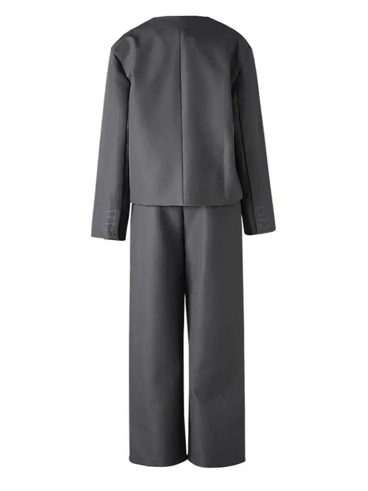 Purple Blazer Big Size Wide Leg Pants Two Piece Suit New Round Neck Long Sleeve Women Fashion Spring Autumn 2025 CPG2619