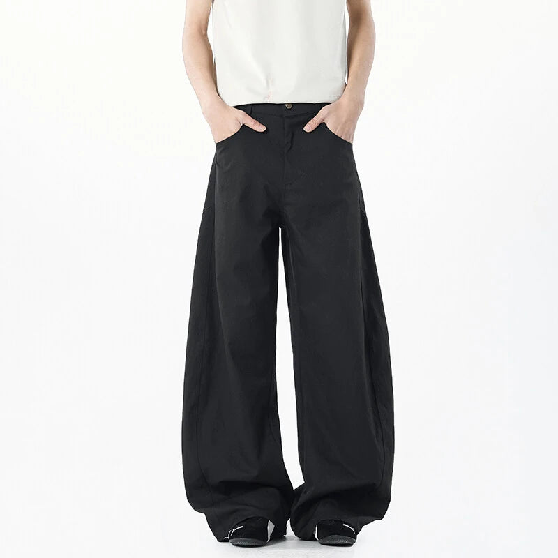 Men' Causal Pants New Korean Style Straight Wide Leg Stylish Handsome Solid Color Trendy Male Loose Bottoms Summer 9W1881