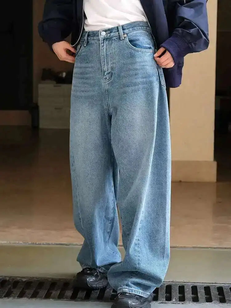 High Waist Blue Denim Long Casual Big Size Wide Leg Jeans New Women Trousers Fashion Tide Spring Autumn 2025 1DH6727