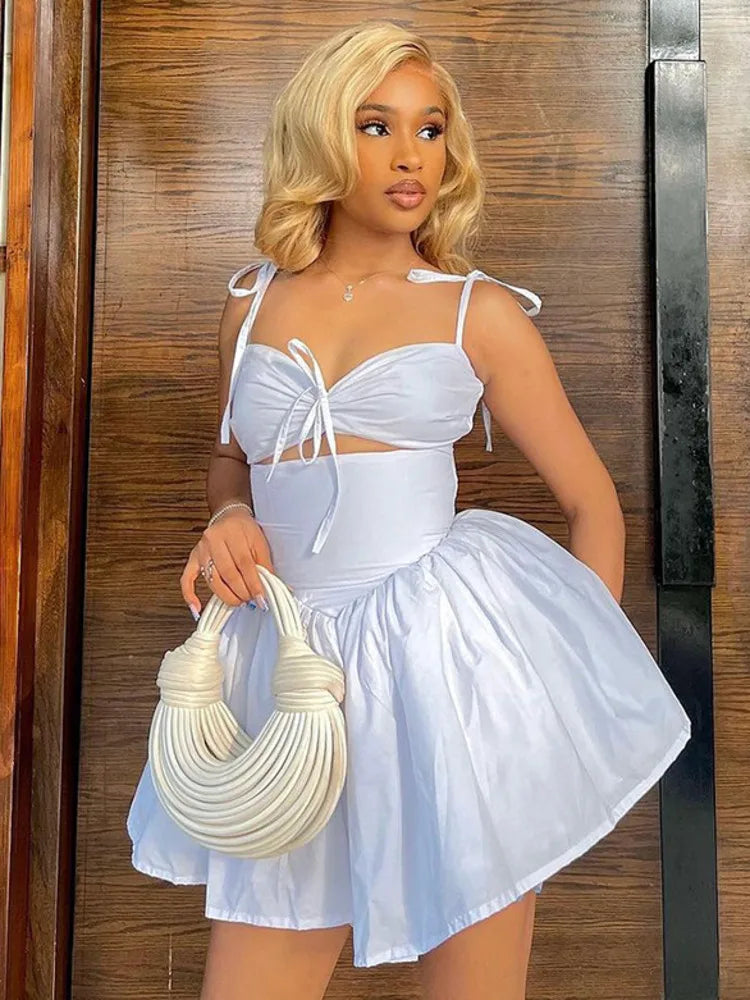 Sexy Sleeveless Satin Hollow Dress For Women 2024 Summer New  Wrapped Hip Dress Fashionable Elegant Slim Pleated Dress