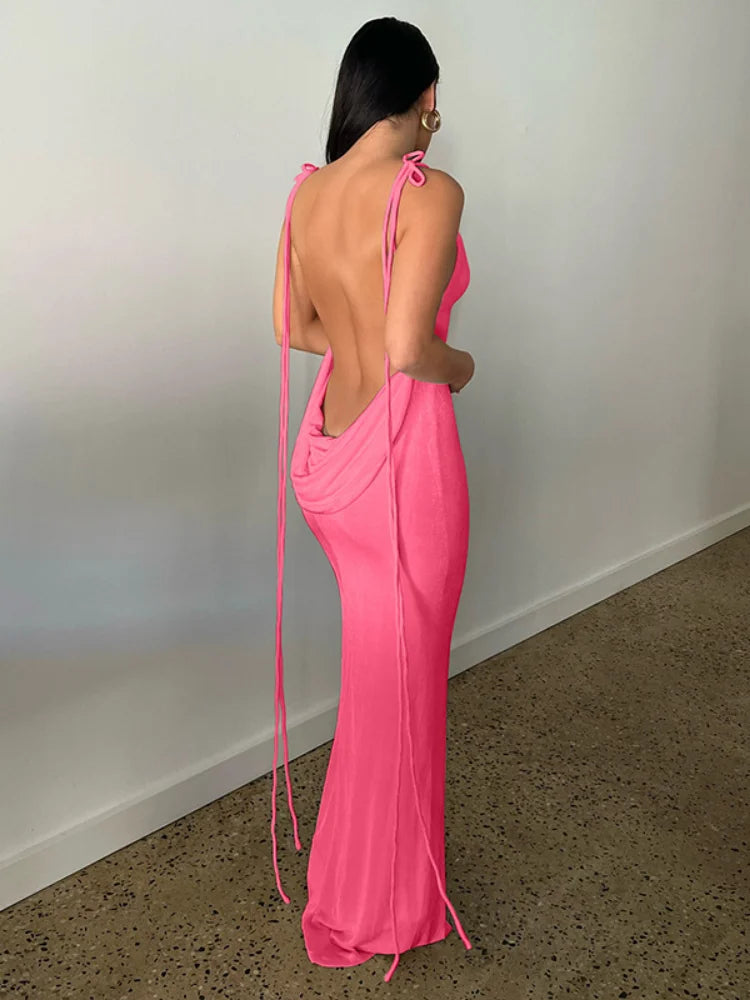 Sexy Backless Bandage Bodycon Dress Women Summer Spaghetti Strap Club Party Maxi Long Dresses New In Outfits