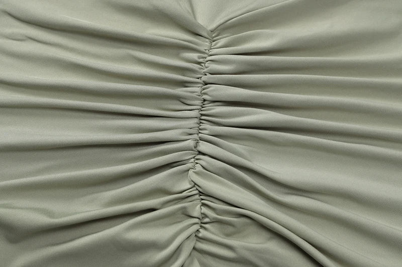 Long Sleeve Ruched Sexy Maxi Dress For Women Fashion Light Green O Neck Bodycon Elegant Club Party Long Dress Vestidos