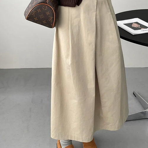 Load image into Gallery viewer, High Waist Apricot A-line Irregular Pleated Elegant Half-body Skirt Women Fashion Tide New Spring Autumn 2025 1DH3802
