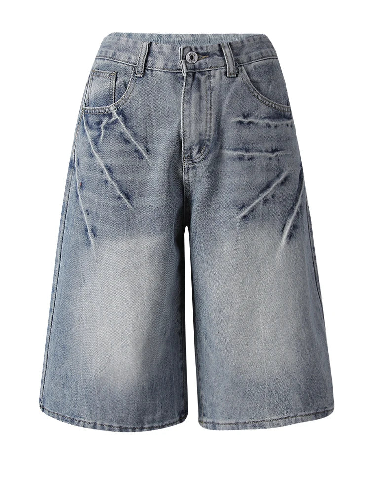 High Waist Black Denim Casual Knee Length Wide Leg Jeans New Women Trousers Fashion Tide Spring Summer 2025 CPG3271