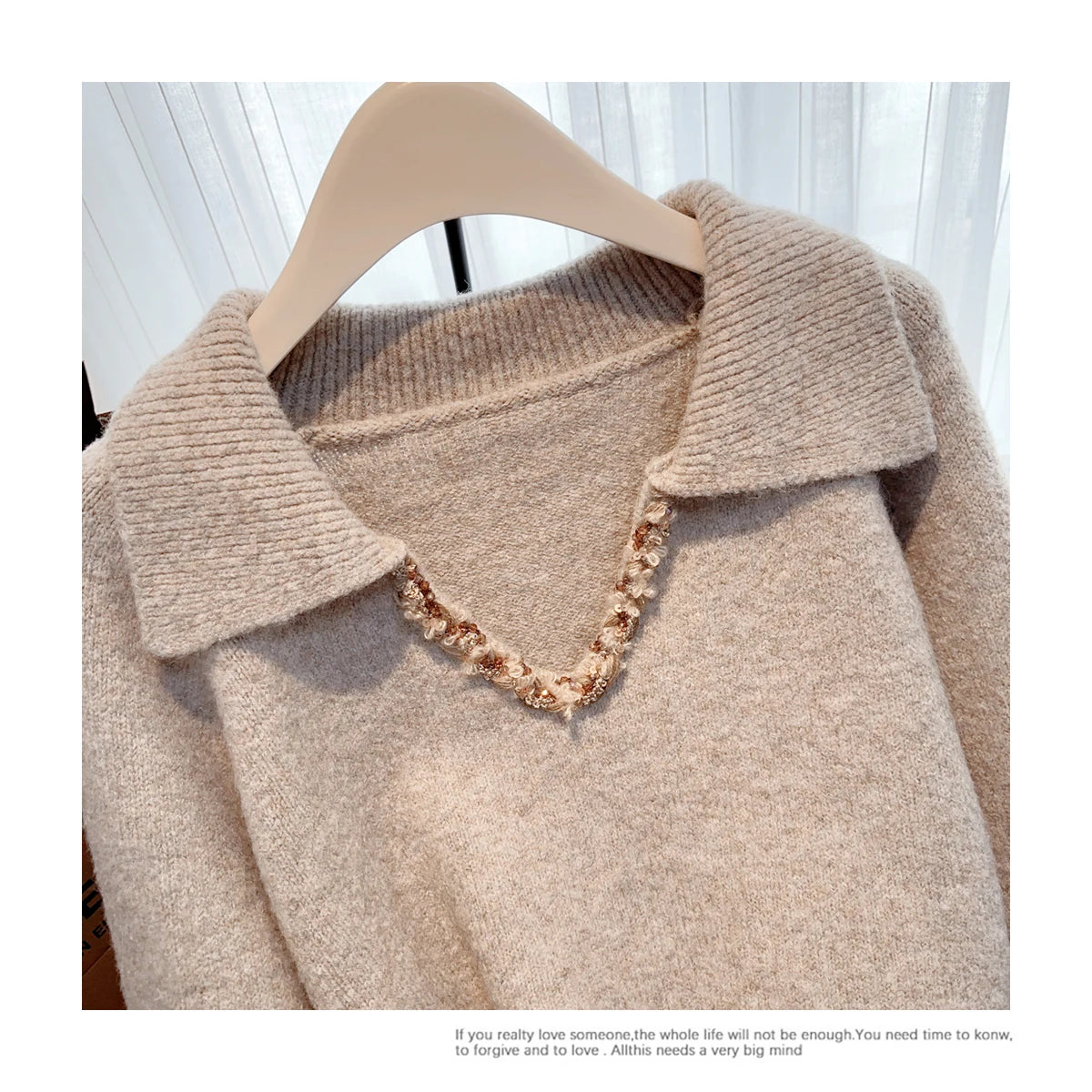 Korean Fashion Autumn Winter Khaki Elegant Pullover Short Sweater Women's 2024 New Purple Long Sleeved Loose Knitted Tops Street