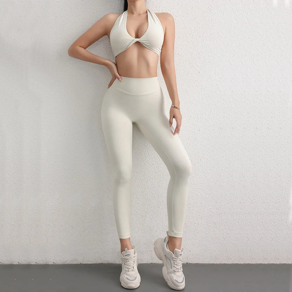 V-Back Yoga Legging With Pockets Women Scrunch Butt Workout Pants Stretchy Lifting Hip Sports Leggings Gym Pilate Sexy Tights