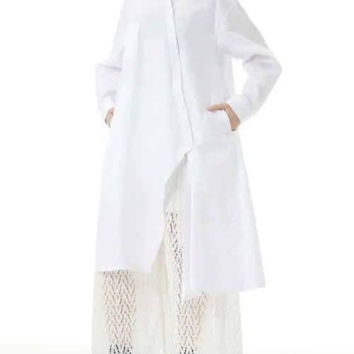 Load image into Gallery viewer, Women Purple Irregular Button Slit Big Size Shirt Dress New Lapel Long Sleeve Fashion Tide Spring Autumn 2025 1DH4827
