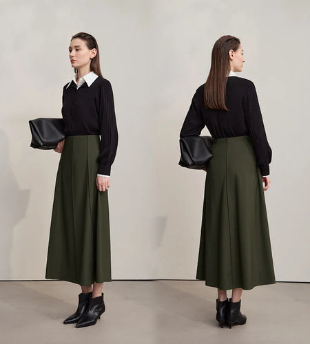 Women's Skirt 2025 Autumn New Minimalist Solid Color Loose Skirts For Women Medium To Long Versatile A-shaped Skirt12524019